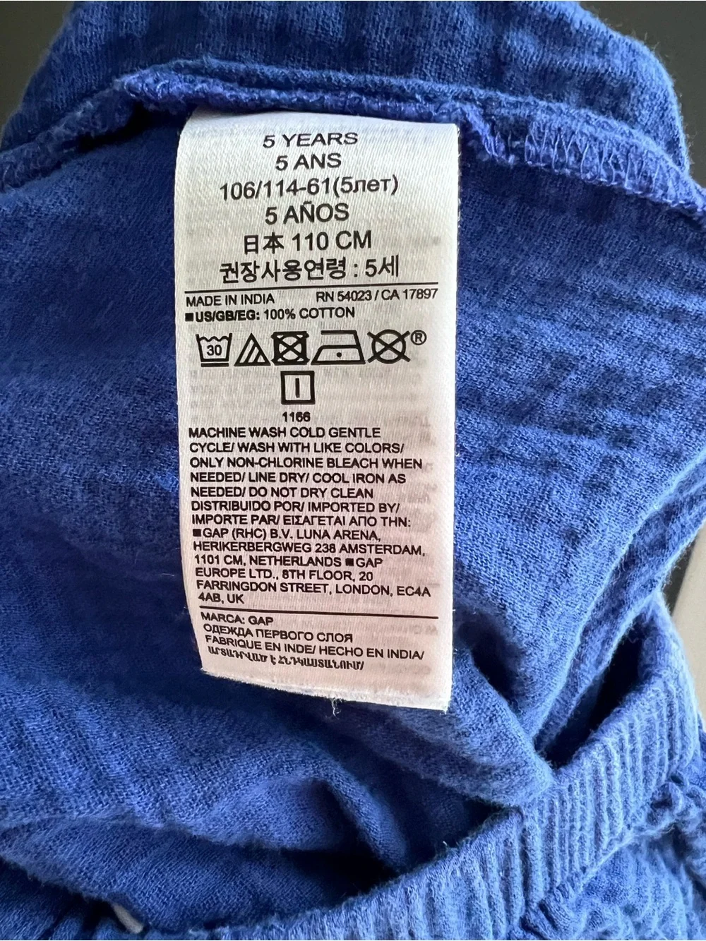 Baby Gap Girls Blue Cotton Gauze Ruffle Top Pants Set Size 5